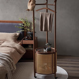 Clothes hanger floor-to-ceiling bedroom door solid wood hanger household rosewood movable dirty clothes basket rattan coat rack