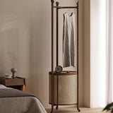 Clothes hanger floor-to-ceiling bedroom door solid wood hanger household rosewood movable dirty clothes basket rattan coat rack